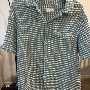 PacSun Teal and White Textured Men's Shirt